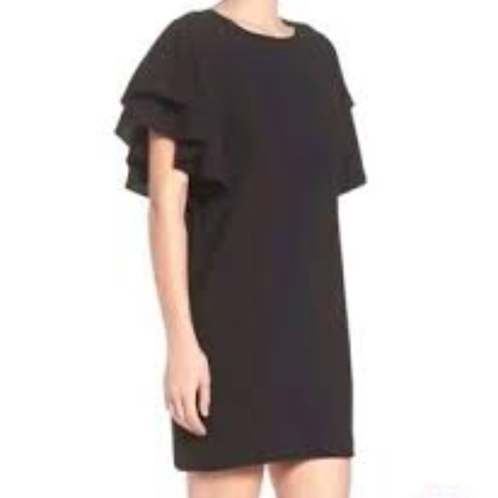 Felicity & Coco Navy Flounce Short Dolman Flutter Ruffle Sleeve Mini Dress NWT S
